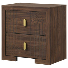 Etienne Walnut 2-drawer Nightstand Bedside Table - Ornate Home