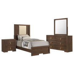 Etienne Walnut 4-Piece Twin Bedroom Set - Ornate Home