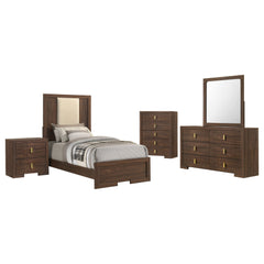Etienne Walnut 5-Piece Twin Bedroom Set - Ornate Home