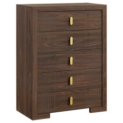 Etienne Walnut 5-Piece Twin Bedroom Set - Ornate Home