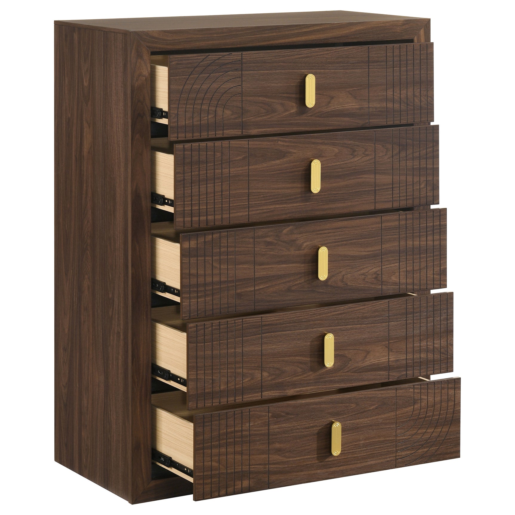 Etienne Walnut 5-drawer Bedroom Chest Of Drawers - Ornate Home