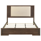 Etienne Walnut Eastern King Velvet Upholstered Panel Bed - Ornate Home