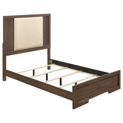 Etienne Walnut Full Velvet Upholstered Panel Bed - Ornate Home