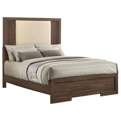 Etienne Walnut Full Velvet Upholstered Panel Bed - Ornate Home