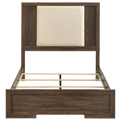 Etienne Walnut Full Velvet Upholstered Panel Bed - Ornate Home