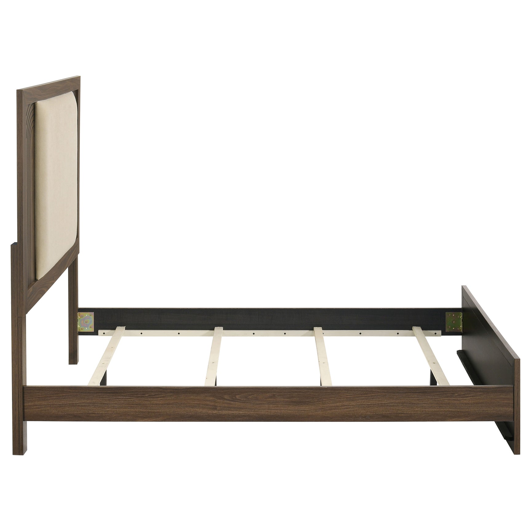 Etienne Walnut Full Velvet Upholstered Panel Bed - Ornate Home