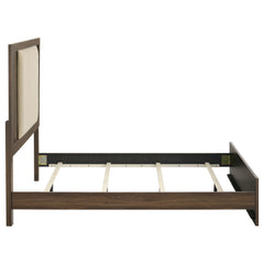 Etienne Walnut Full Velvet Upholstered Panel Bed - Ornate Home