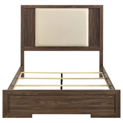 Etienne Walnut Queen Velvet Upholstered Panel Bed - Ornate Home