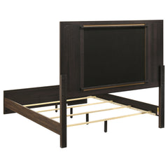 Etienne Walnut Queen Velvet Upholstered Panel Bed - Ornate Home