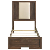 Etienne Walnut Twin Velvet Upholstered Panel Bed - Ornate Home