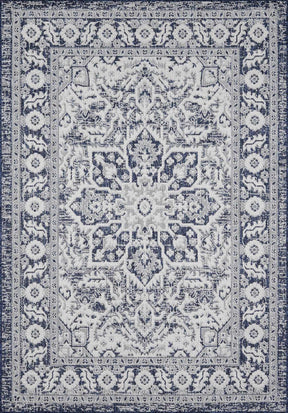 Etoile Navy Blue Performance Outdoor Rug - Ornate Home
