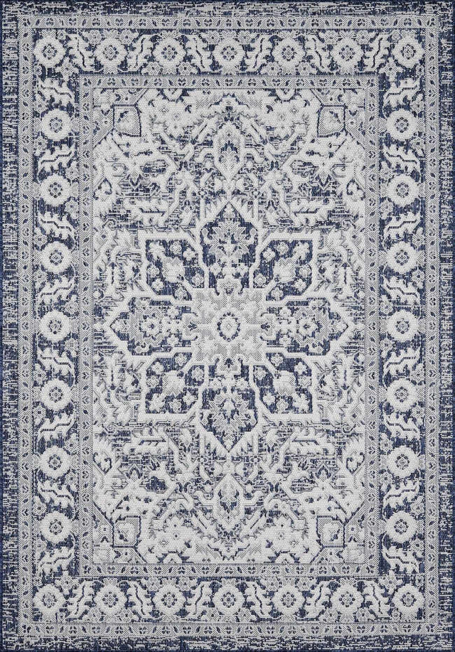 Etoile Navy Blue Performance Outdoor Rug - Ornate Home