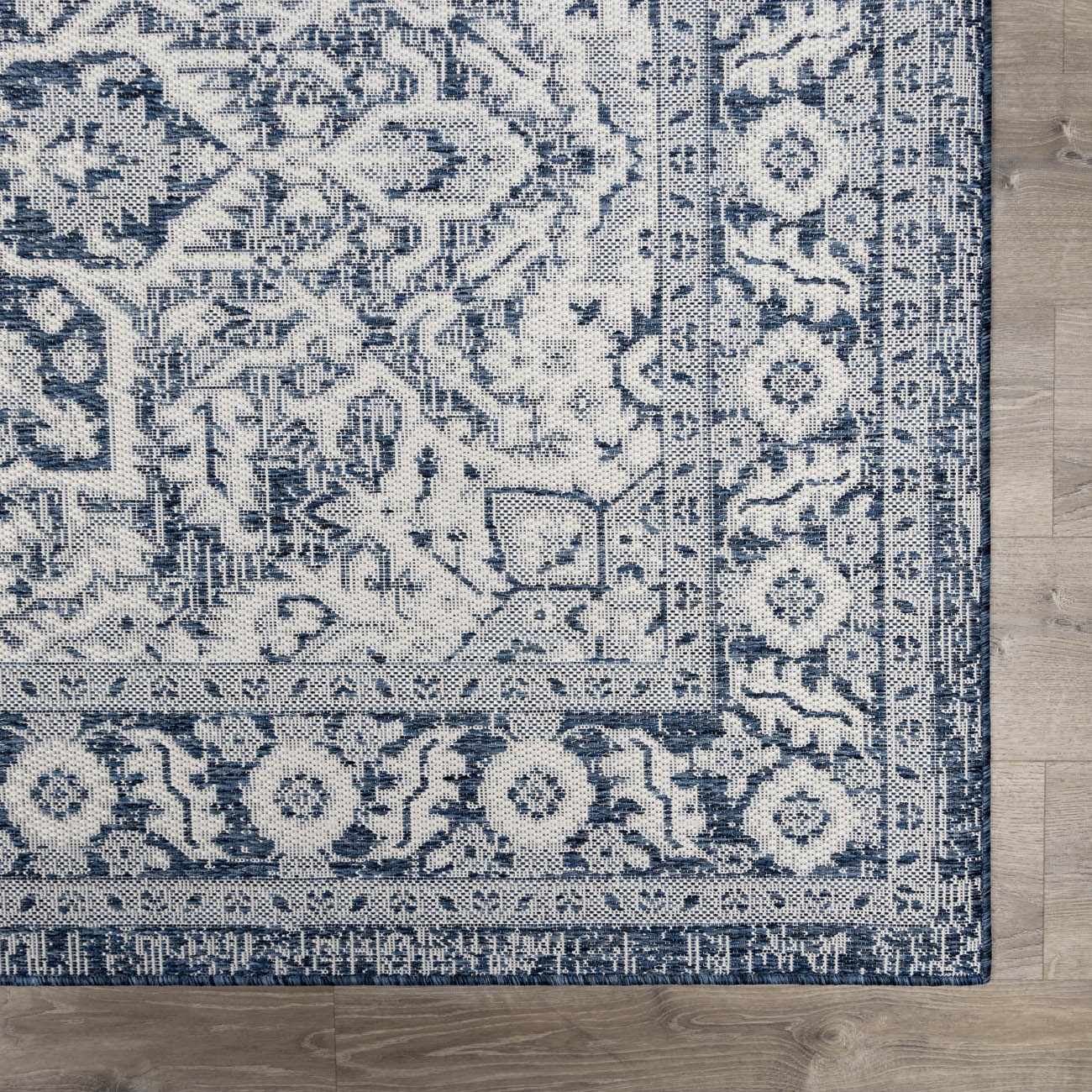 Etoile Navy Blue Performance Outdoor Rug - Ornate Home
