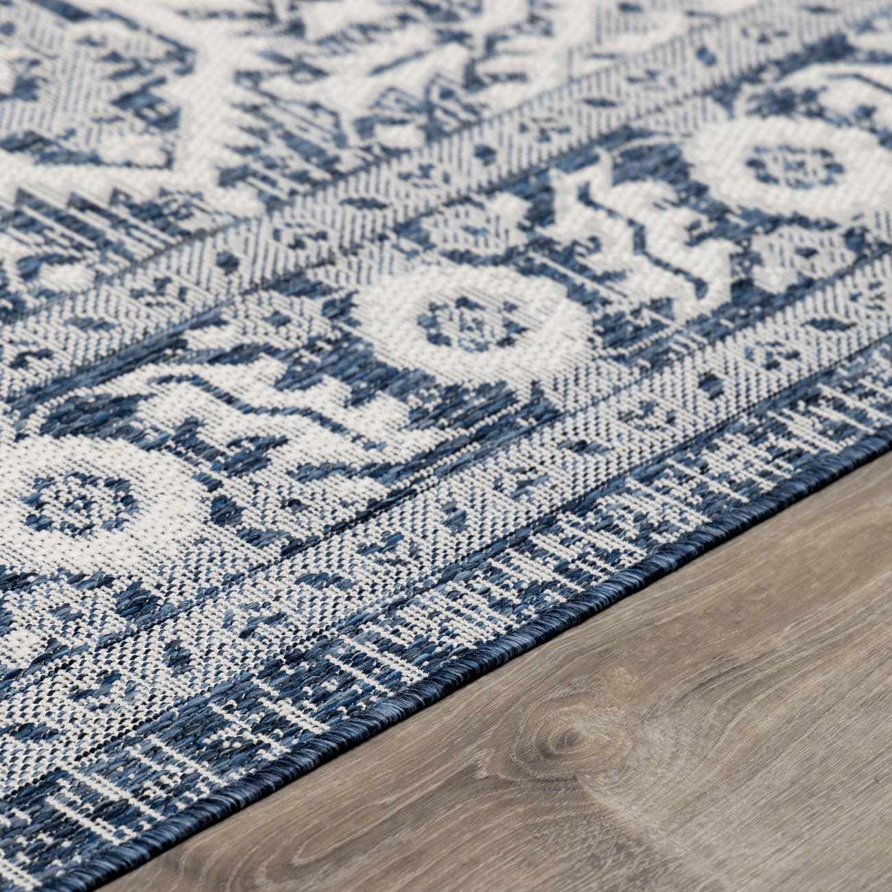 Etoile Navy Blue Performance Outdoor Rug - Ornate Home