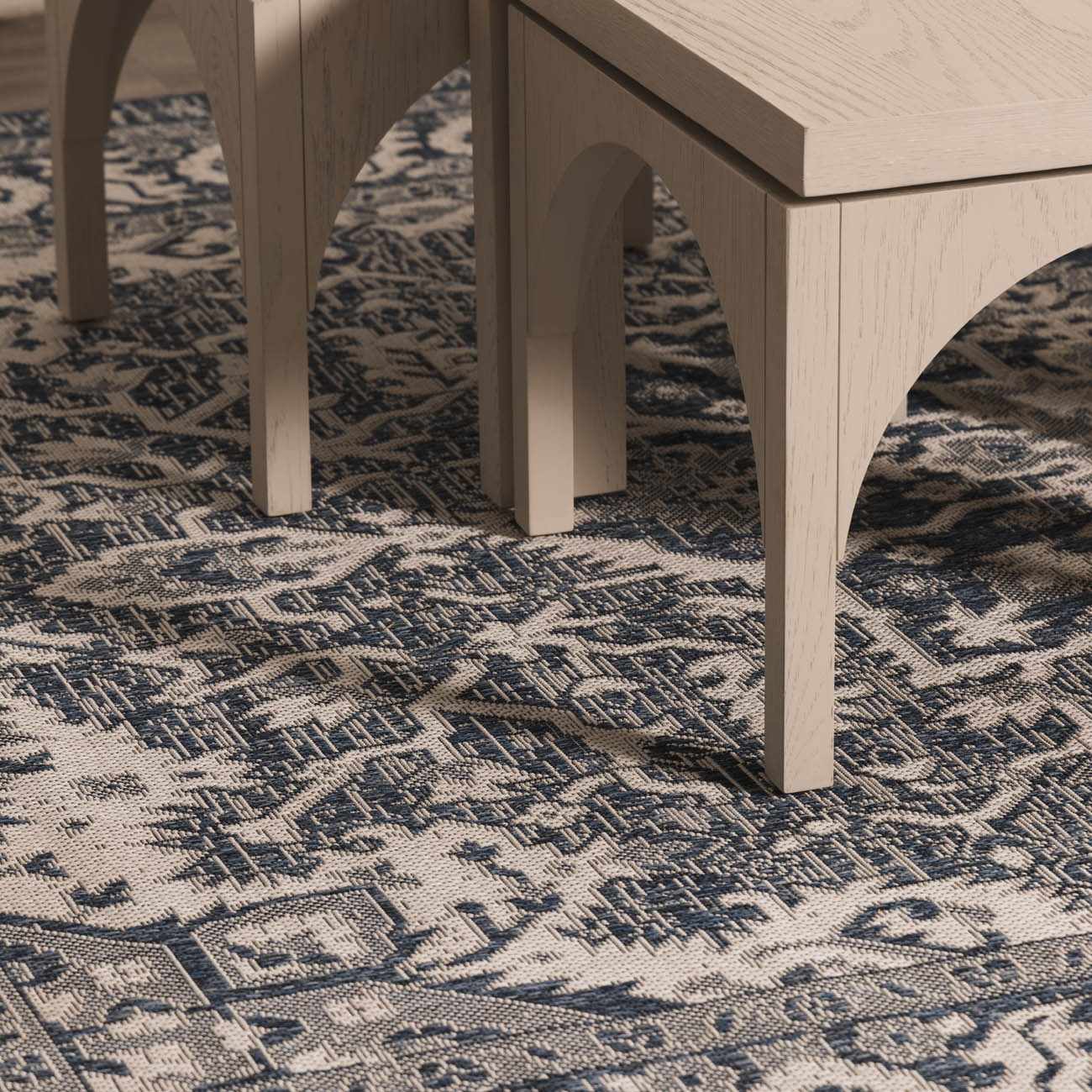 Etoile Navy Blue Performance Outdoor Rug - Ornate Home