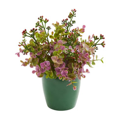 Eucalyptus, Grass and Sedum Artificial Plant in Green Planter (Set of 3) - Ornate Home