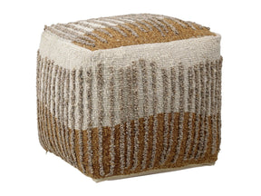 Eugene Mustard/Beige Pouf - Ornate Home