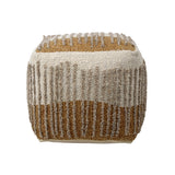 Eugene Mustard/Beige Pouf - Ornate Home