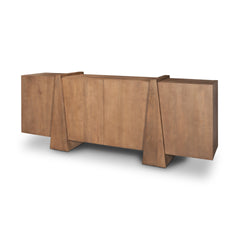 Eula Medium Brown Wood 4-Door Sideboard - Ornate Home