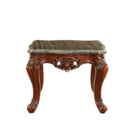 Eustoma End Table in Marble/Walnut - Ornate Home
