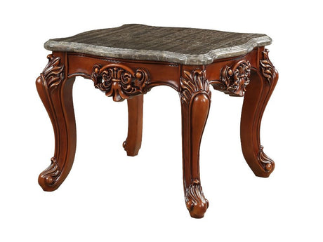 Eustoma End Table in Marble/Walnut - Ornate Home