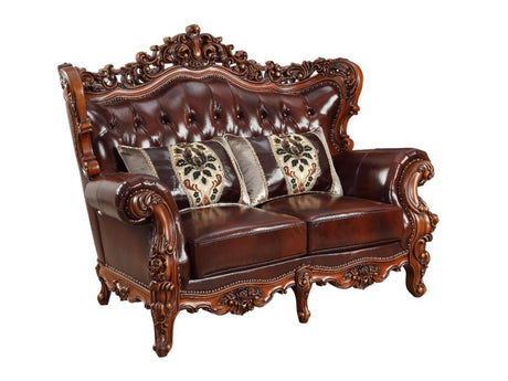Eustoma Loveseat in Cherry and Walnut - Ornate Home