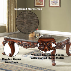 Eustoma Marble & Walnut Coffee Table - Ornate Home