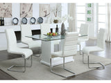 Eva White/Clear 7 Pc. Dining Room Set - Ornate Home
