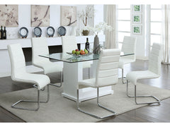 Eva White/Clear 7 Pc. Dining Room Set - Ornate Home