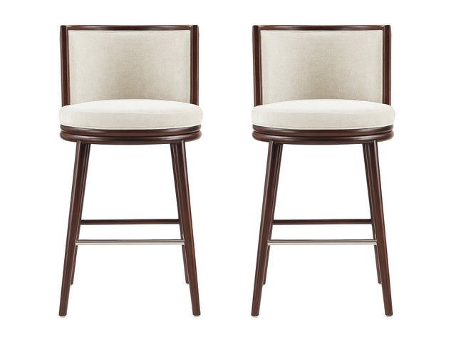 Evalyn Barstool in Cream (set of 2) - Ornate Home