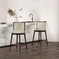 Evalyn Barstool in Cream (set of 2) - Ornate Home
