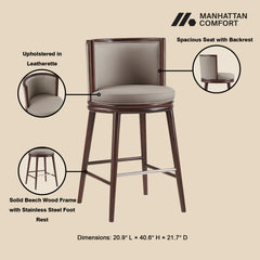 Evalyn Barstool in Taupe (set of 2) - Ornate Home