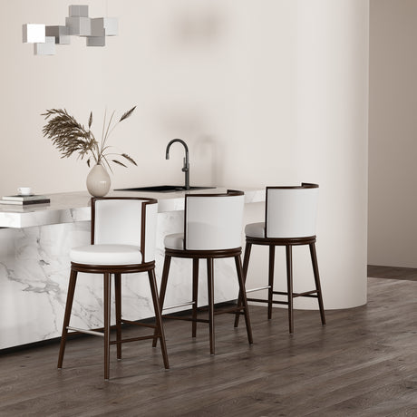 Evalyn Barstool in White (set of 3) - Ornate Home