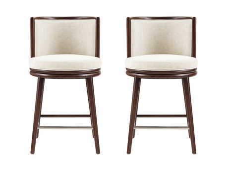 Evalyn Counter Stool in Cream (set of 2) - Ornate Home