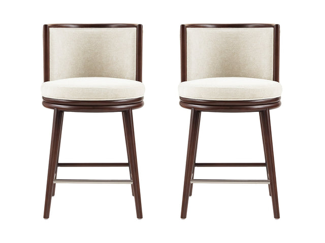 Evalyn Counter Stool in Cream (set of 2) - Ornate Home