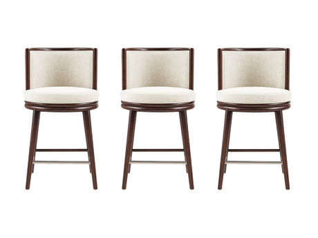 Evalyn Counter Stool in Cream (set of 3) - Ornate Home