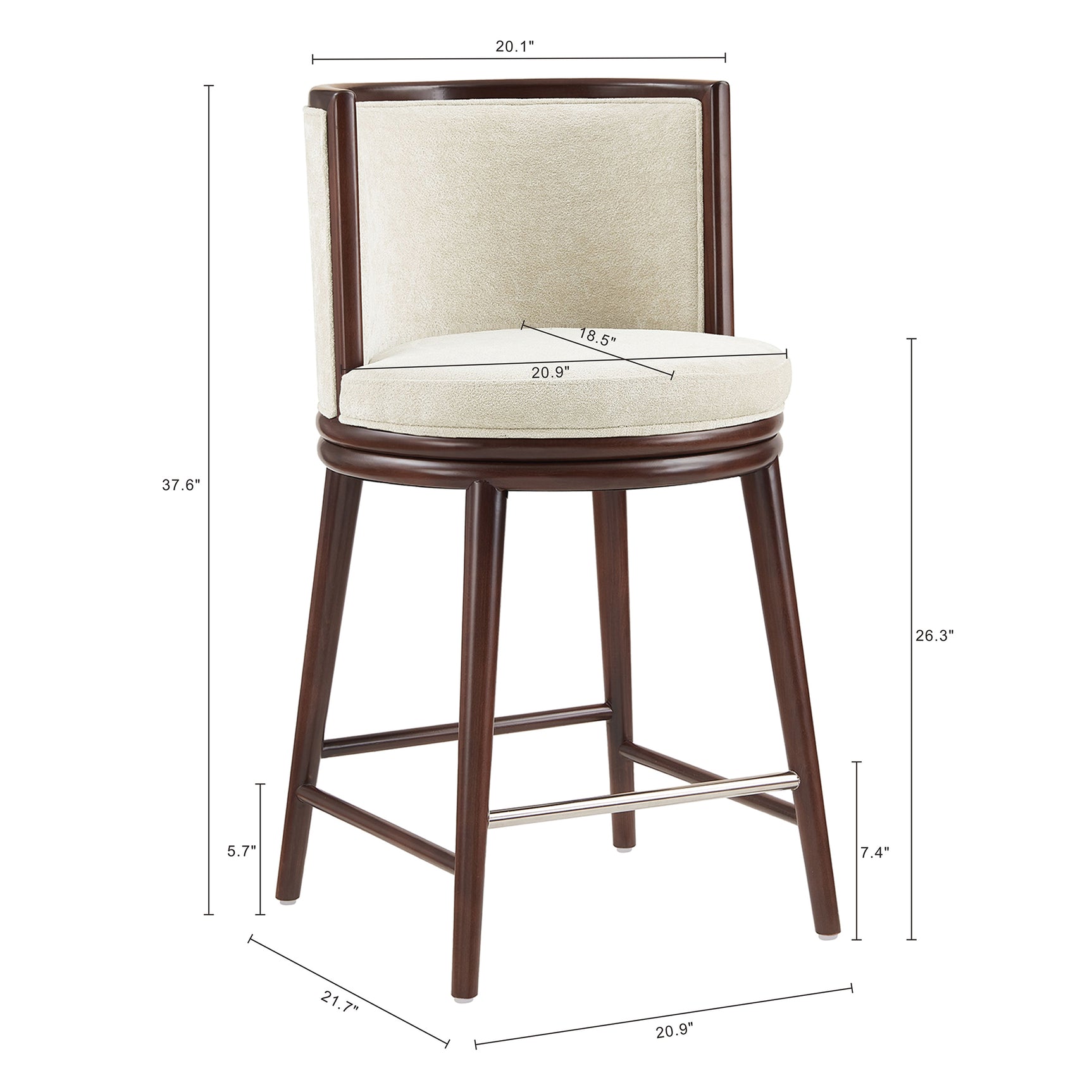 Evalyn Counter Stool in Cream (set of 3) - Ornate Home