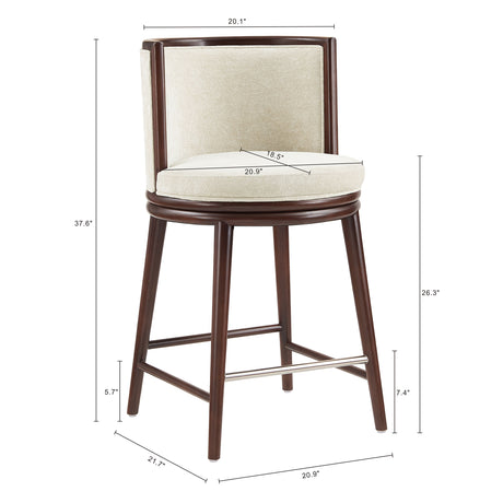 Evalyn Counter Stool in Cream (set of 3) - Ornate Home