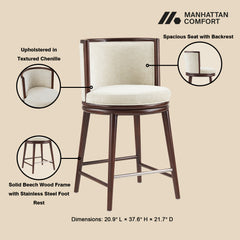 Evalyn Counter Stool in Cream (set of 3) - Ornate Home
