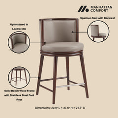 Evalyn Counter Stool in Taupe - Ornate Home