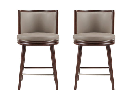 Evalyn Counter Stool in Taupe (set of 2) - Ornate Home