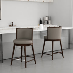 Evalyn Counter Stool in Taupe (set of 2) - Ornate Home