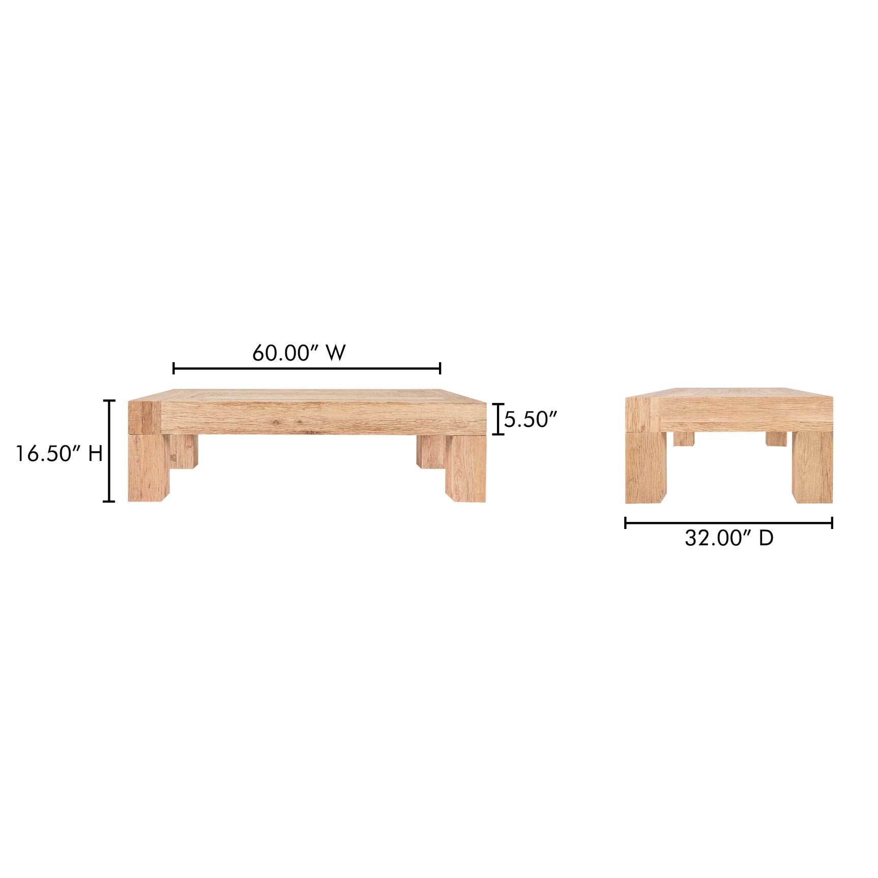 Evander Aged Oak Rectangle Coffee Table - Ornate Home