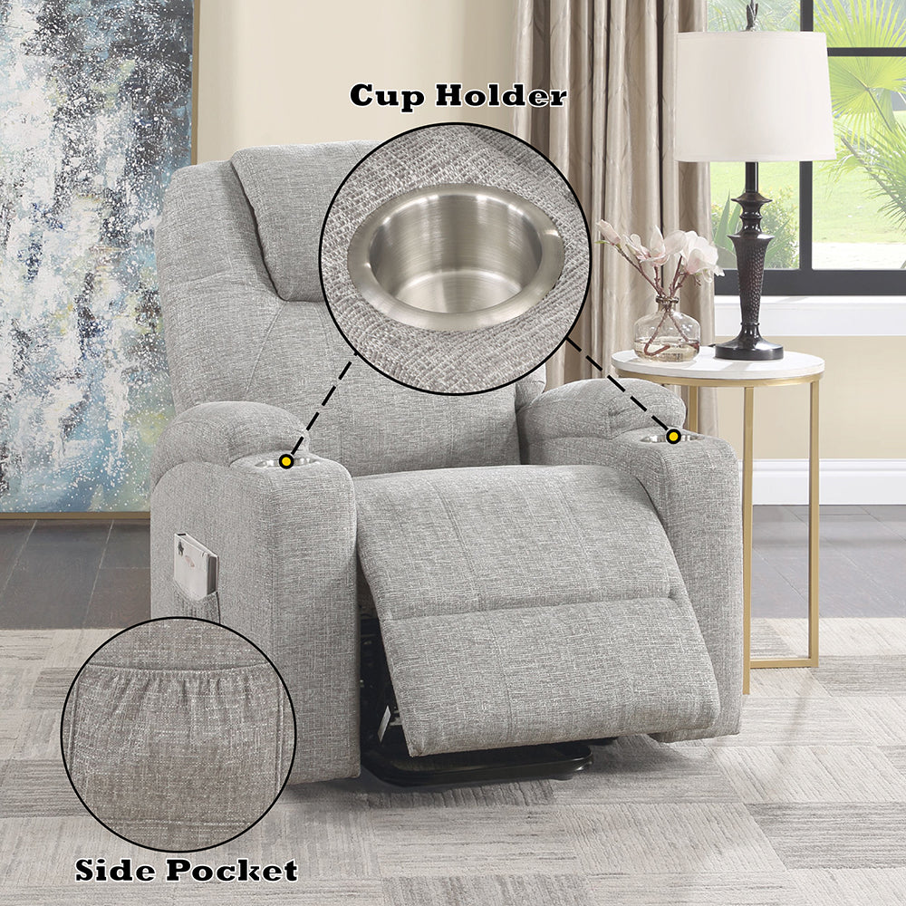 Evander Gray Power Lift Recliner - Ornate Home