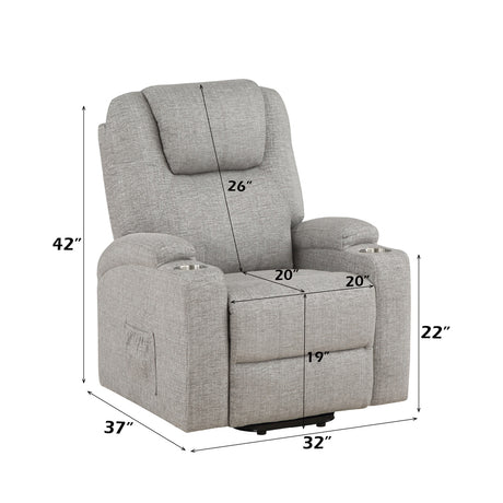 Evander Gray Power Lift Recliner - Ornate Home