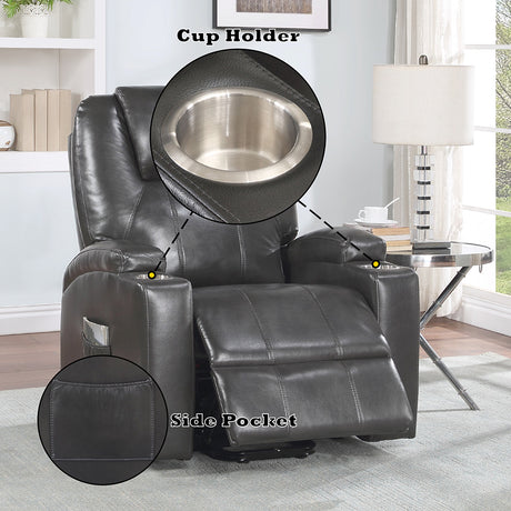 Evander Gunmetal Power Lift Recliner - Ornate Home
