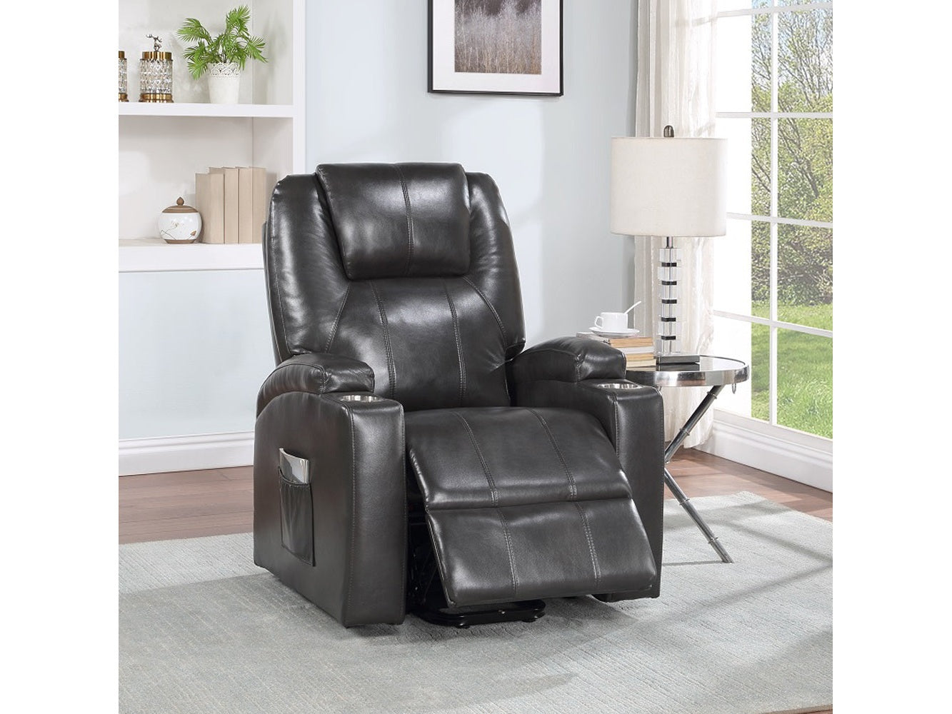 Evander Gunmetal Power Lift Recliner - Ornate Home