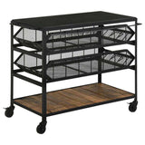 Evander Natural and Black Accent Storage Cart w/ Casters - Ornate Home