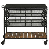 Evander Natural and Black Accent Storage Cart w/ Casters - Ornate Home