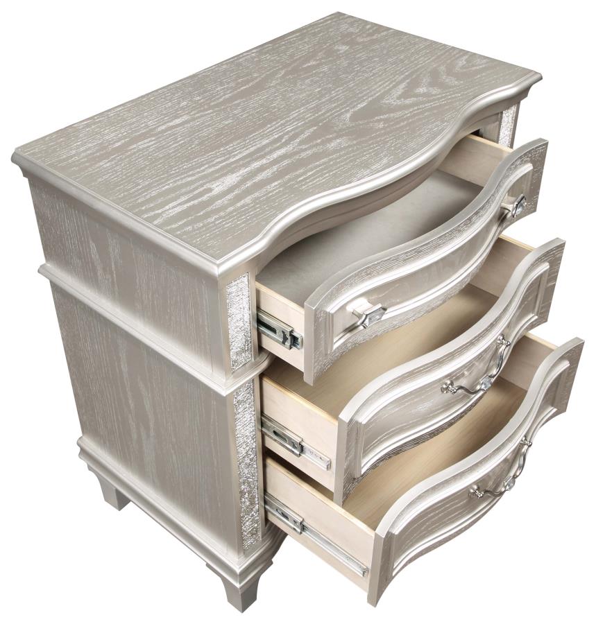 Evangeline Silver Oak 3-drawer Nightstand - Ornate Home
